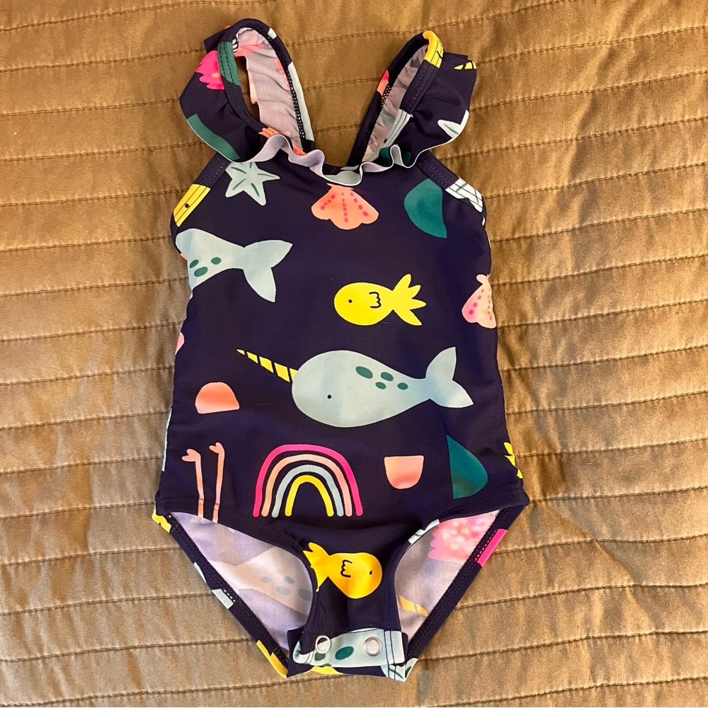 Just One You by Carter's Baby Girl's Sea Print Blue Bathing Swimming Suit 6M